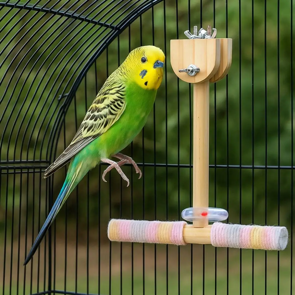 Bite Resistant Wood Parrot Swing Wear-resistant Detachable Bird Stand Toy Comfortable Grip Sturdy Bird Cage Decoration