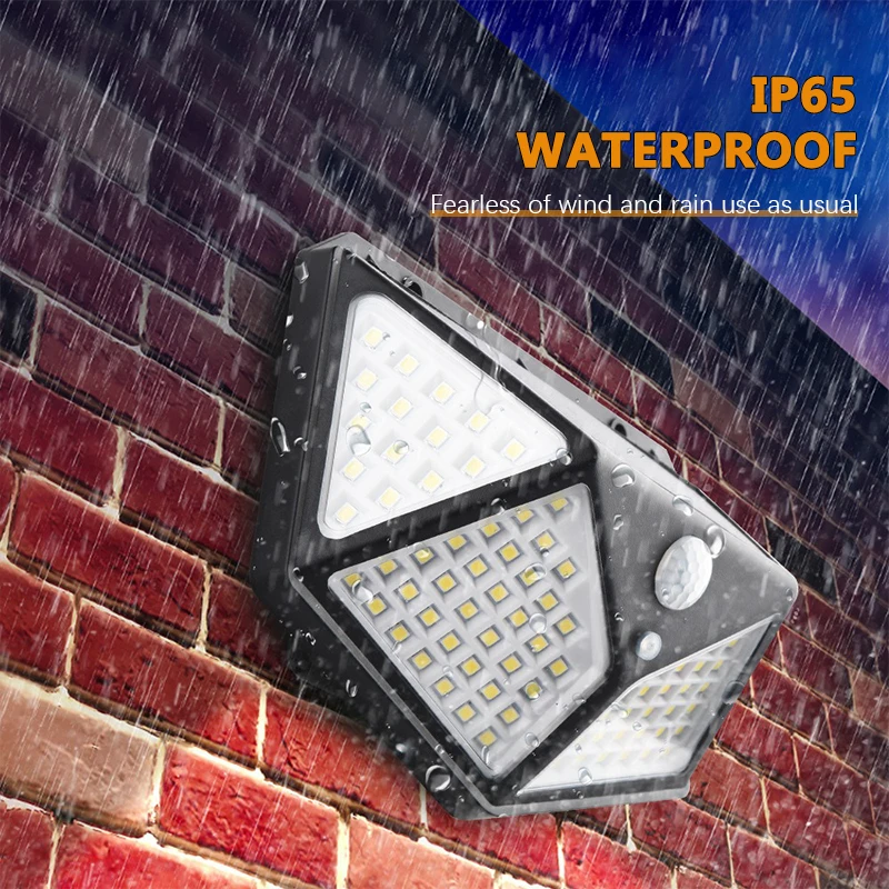 Outdoor Solar Lamp100 LED Solar Wall Lights  Waterproof Motion Sensor Solar Powered Sunlight Street Light for Garden Decoration