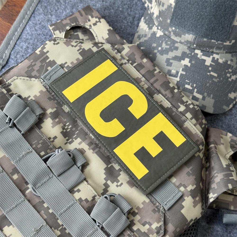 Image of ICE Patch Taktisches Moralabzeichen, bedruckte Haken- und Schlaufenaufnäher für Kleidung, Militärausrüstung, Helmaufkleber
