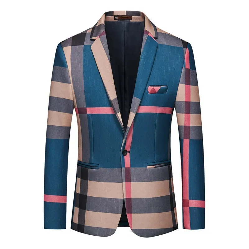 

Suit Coat Set Man British Style Striped Plaid Turn Down Collar Tie Blazer Men Solid Color Shirt Male Slim Casual 2-piece Outfit