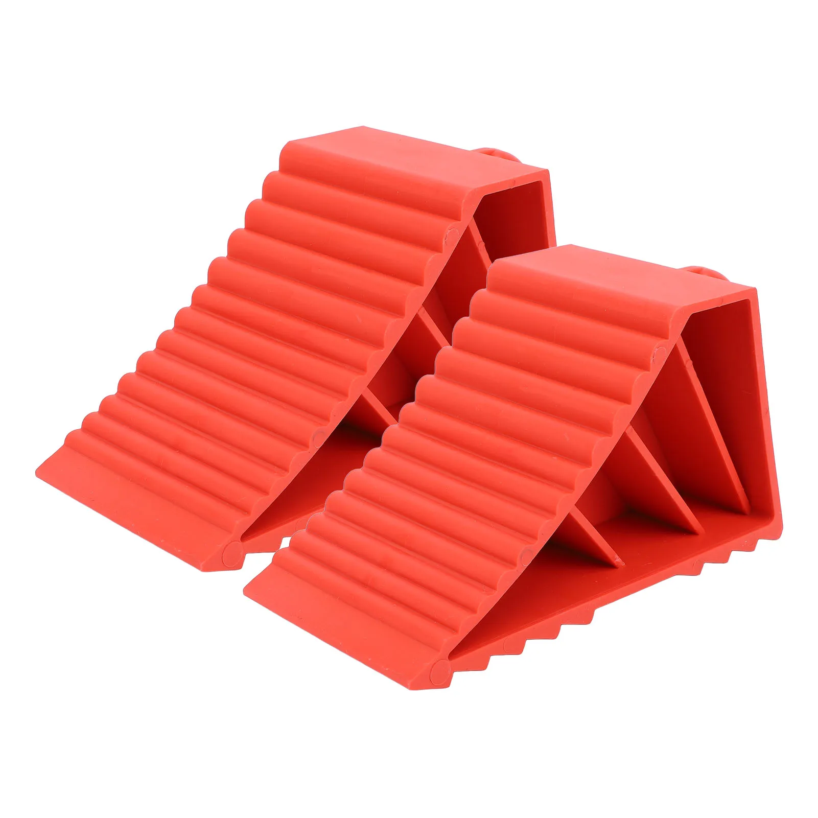 2PCS Heavy Duty Wheel Chocks Slip Resistant Solid Rubber Wheel Chocks Red Wheel Stopper for Car Travel Trailers RV Truck
