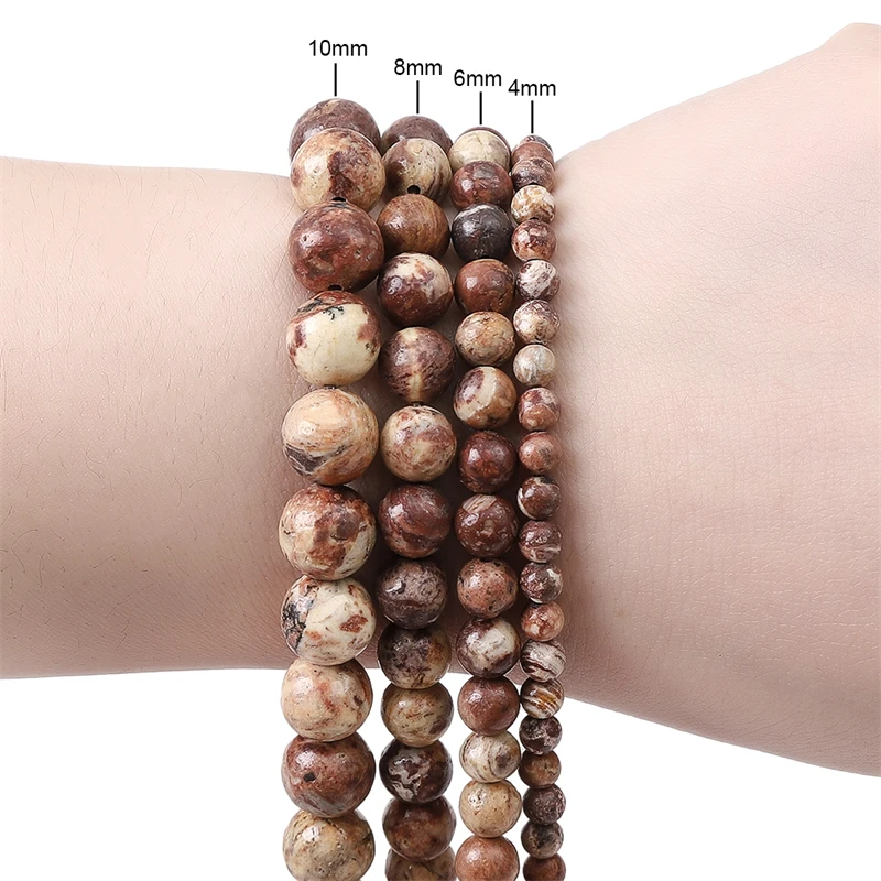 Naturstein-Seestein Runde lose Spacer-Perlen für Schmuckherstellung DIY Mode Armband Halskette Ohrring Zubehör – Detail 2