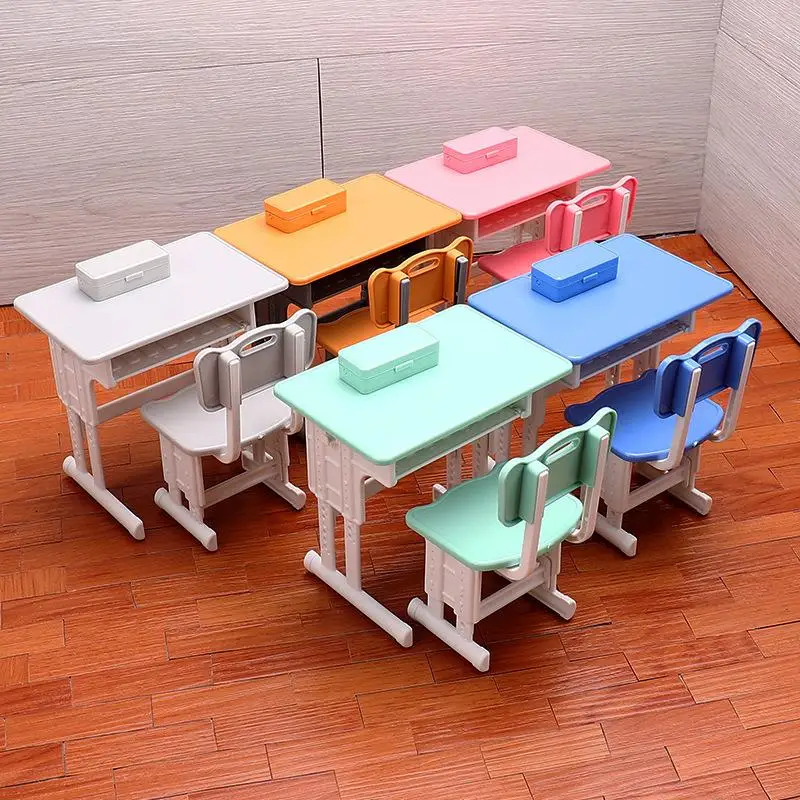 

Кукольный домик, мини-классный стол, стул, имитация канцелярских принадлежностей, пенал, набор, модель для кукольного дома, мебель, украшения, аксессуары
