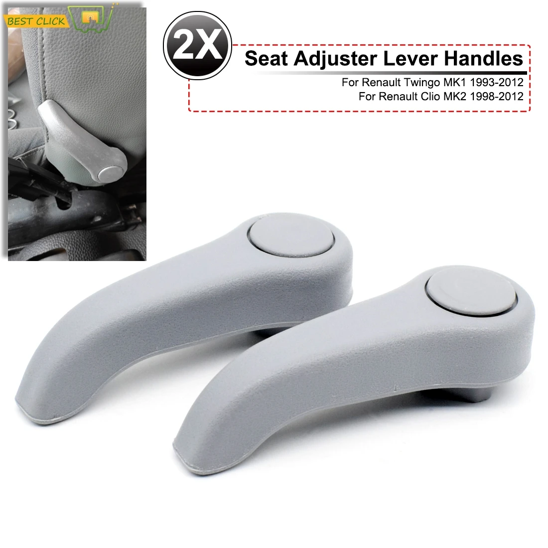2 unids/set asiento nuevo palanca de ajuste tirador de repuesto para Renault Clio Mk2 Twingo mango apto para ambos lados derecha izquierda