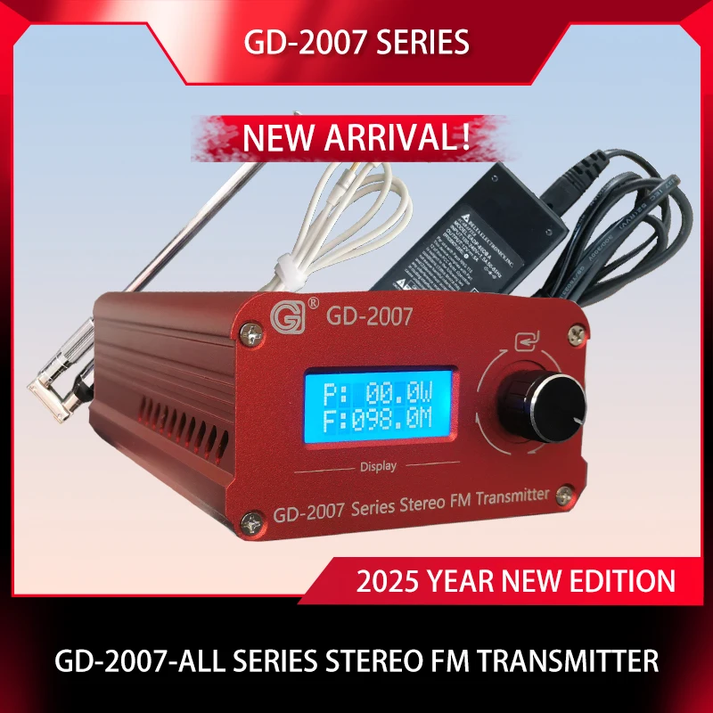 GD-2007-10-ALL 10W Adjustable Stereo FM Transmitter Wireless Broadcast Radio Station FM Transmitter+Adapter+15w Antenna