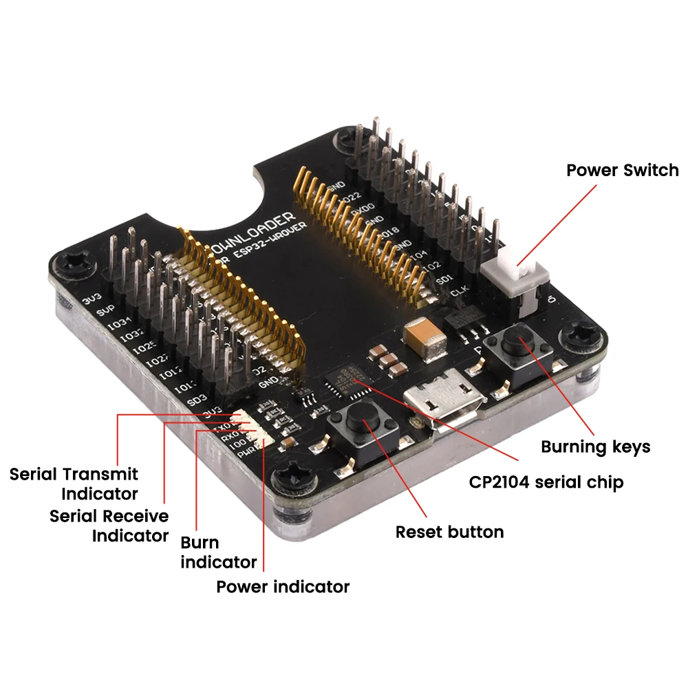 ESP8266 ESP-WROOM-32 ESP32-WROVER Development Board Test Programmer Socket Downloader for ESP-12S/ESP-12F/ESP-12E/ESP-07/ESP-07S