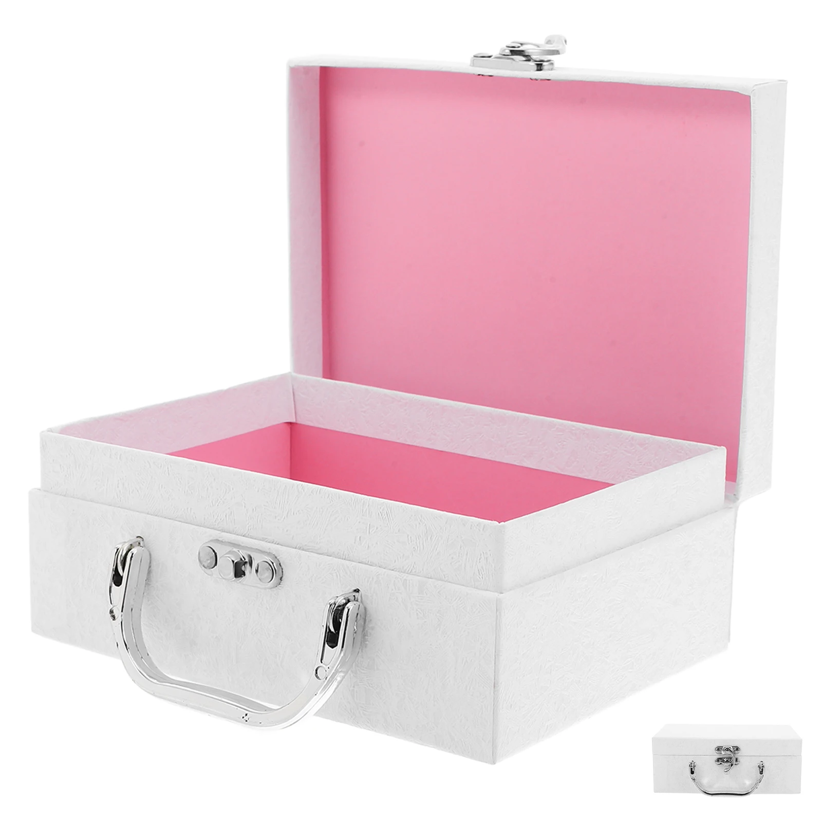 

1pc Paper Storage Box With Handle Thickened Desktop Organizer For Stationery Gift Packaging Box Small Carry Case