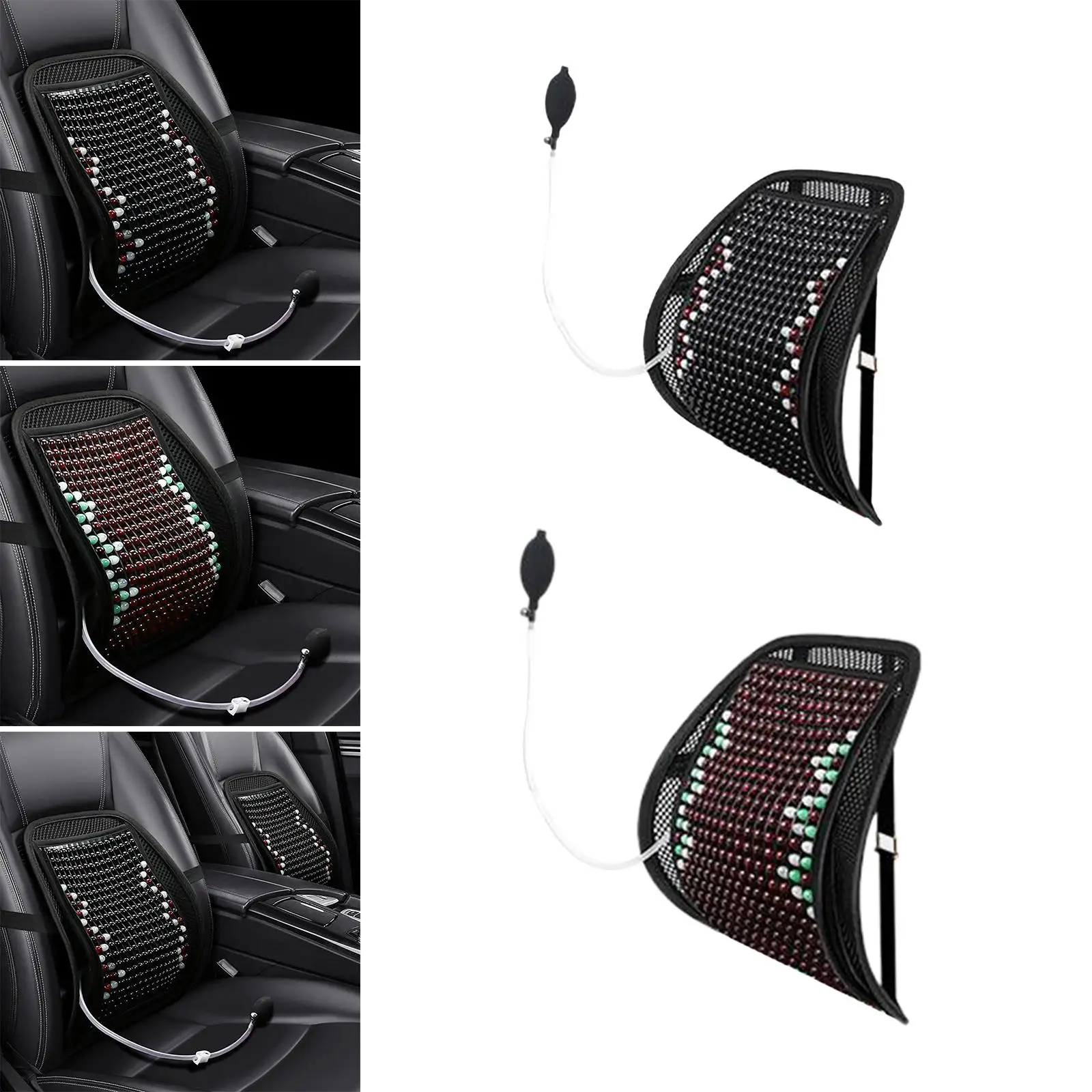 

Wood Bead Automotive Seat Covers Massage Cushion with Cooling Ventilated Mesh Adjustable Buckle Strap to Secure Seat Comfortable