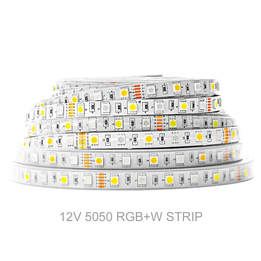 12v/24v 5050 RGBW Led Strip Lights RGBWW 5M Led Strips Lighting 4 In 1 RGBWW Led Strip RGBW 5pin 60leds/m IP30/65/67 Mixed Color