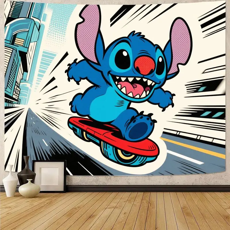 

1 шт., гобелен с рисунком скейтбординга, яркий полиэстер, настенное искусство, идеально подходящий для декора гостиной, спальни, забавный подарок для Диснея F