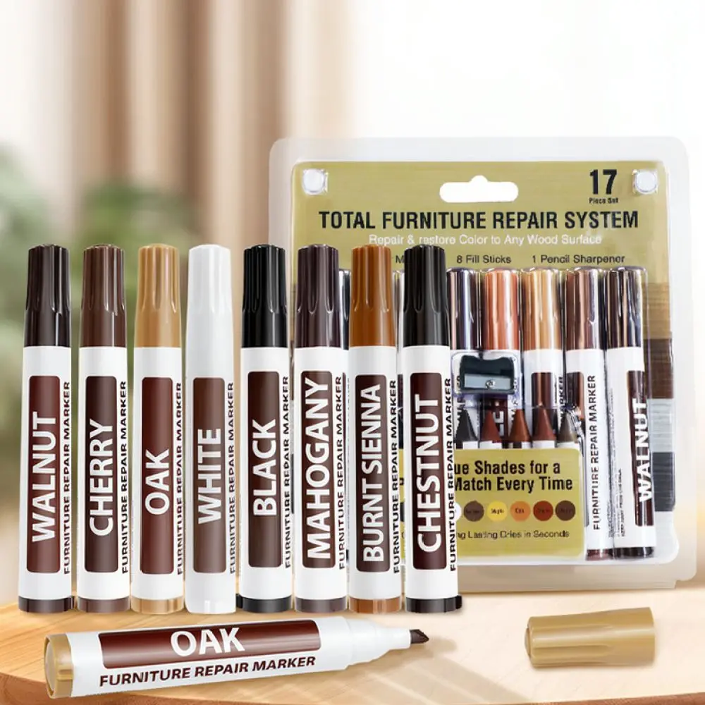 Aiye Furniture Repair Marker Kit For Wood Scratches Floor Paint Touch Up Pen Wooden Cabinets Restoration Tool