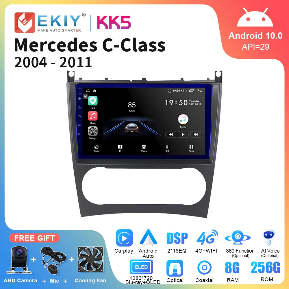 

EKIY KK5 For Mercedes Benz C-Class C Class W203 W209 C180 C200 CL203 C209 A209 2004-2011 Android Auto Radio Carplay Multimedia