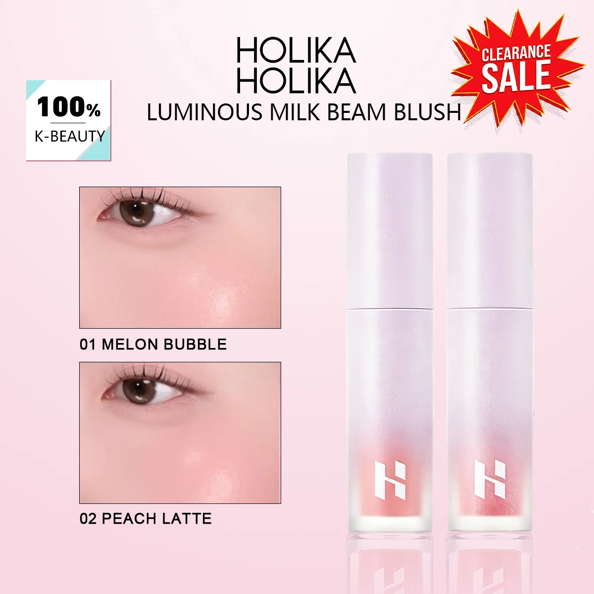 [Liquidación] HOLIKA HOLIKA LUMINOUS MILKFIT BLUSH 01 y 02, Ajustable a la Piel, Efecto Iluminador, Cosmético Coreano, Maquillaje Coreano