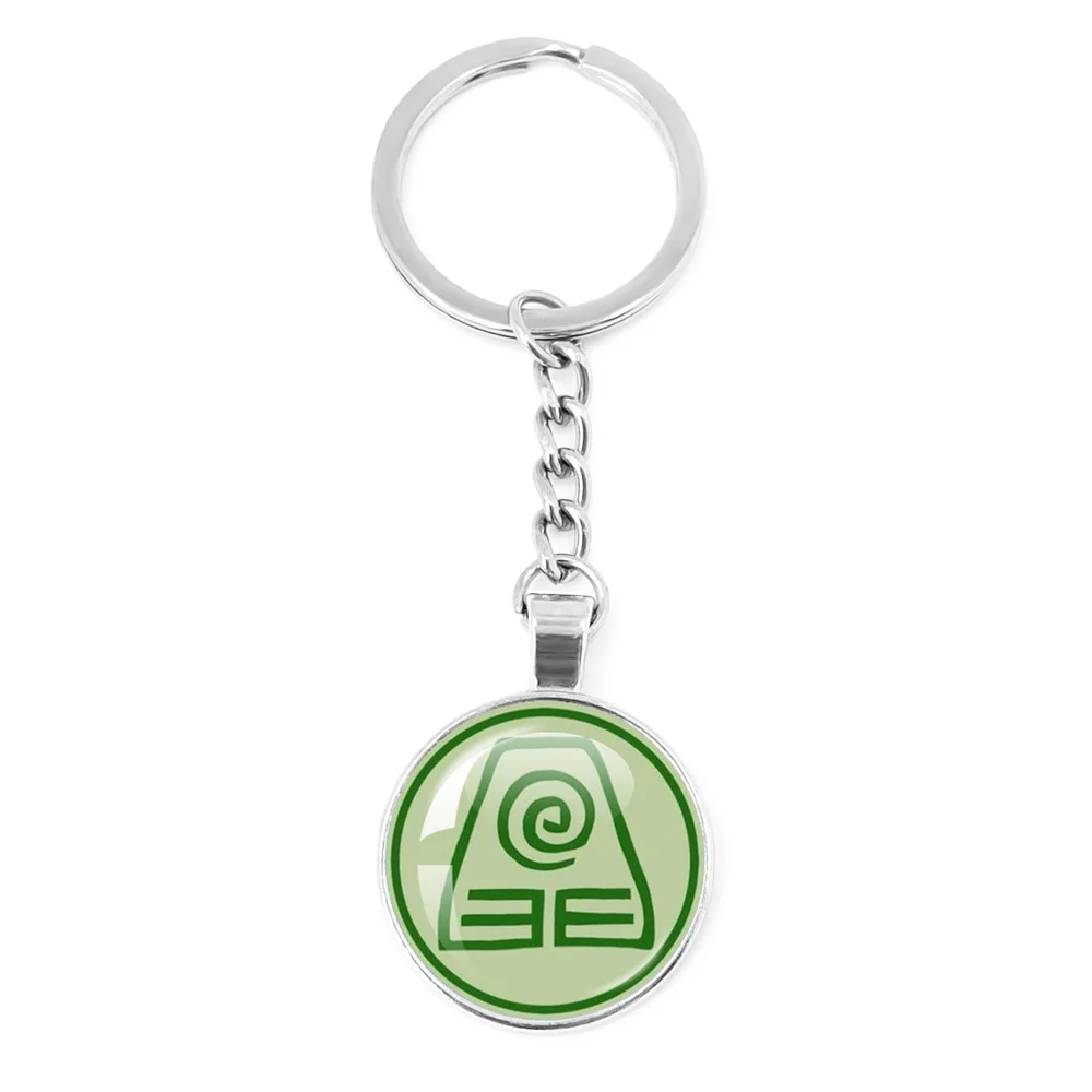 The Last Airbender Fire And Water Tribe Long Chain Keychain Elements Of Water Earth Fire And Air Dome Glass Key Ring Gift