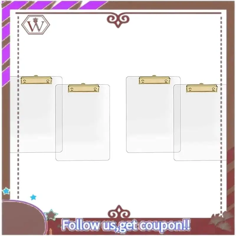 أحدث 4 عبوات من الأكريليك الشفاف مع مشبك ذهبي، حجم حرف 8.8X12.2 A4، اللوازم المدرسية والمنزلية، اللوازم المكتبية