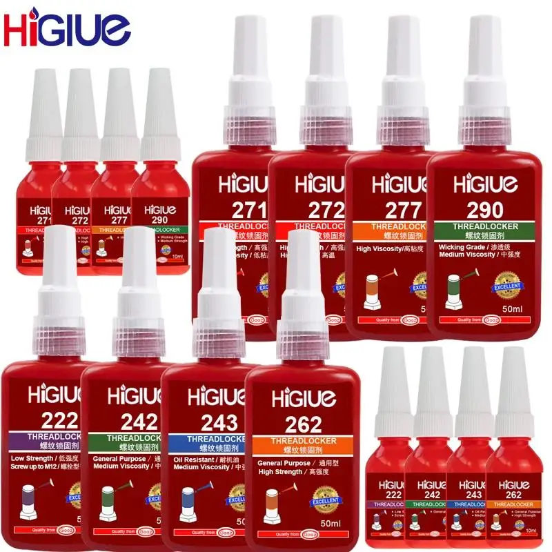 

50ml Screw Glue High Strength 243 222 Thread Locking Agent Adhesive Oil Resistance 290 277 Metal Thread Sealing Anaerobic Glue