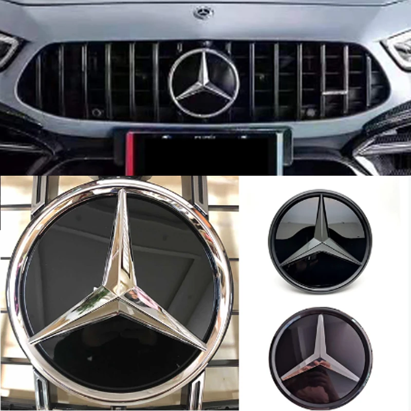 Grill Badge 3D Mirror Front For Mercedes W205 Emblem W212 W213 W204 ML W166 CLA C117 A W176 W177 C W204 E GLK X204 GLA GLC GLE B