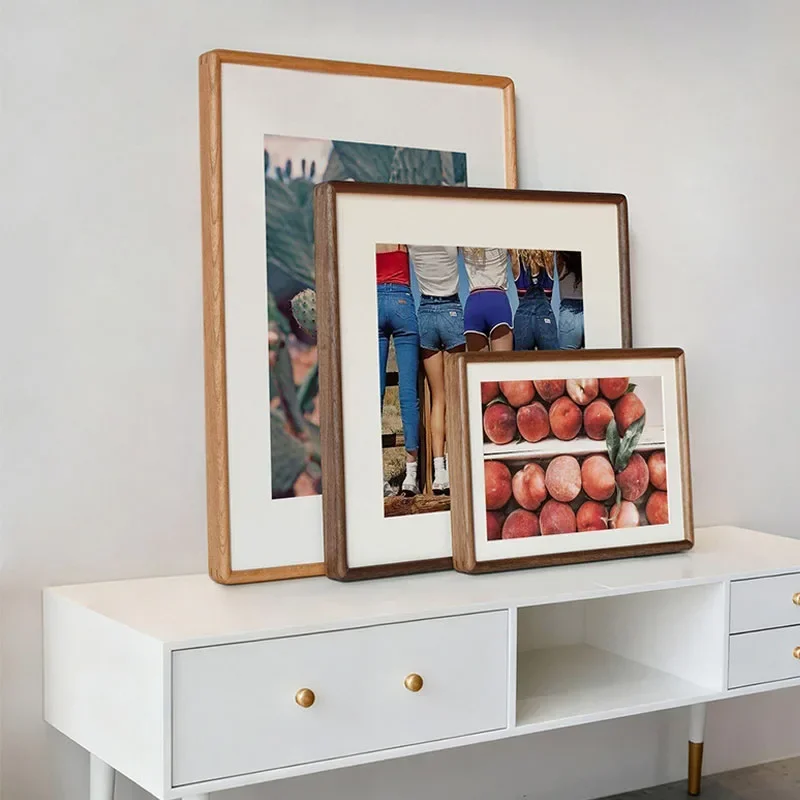 A4-20inch Walnut/Cherry Wood Photo Frames for Wall Hanging Desktop Decor Wedding High-grade Big Picture Painting Frame Home Gift