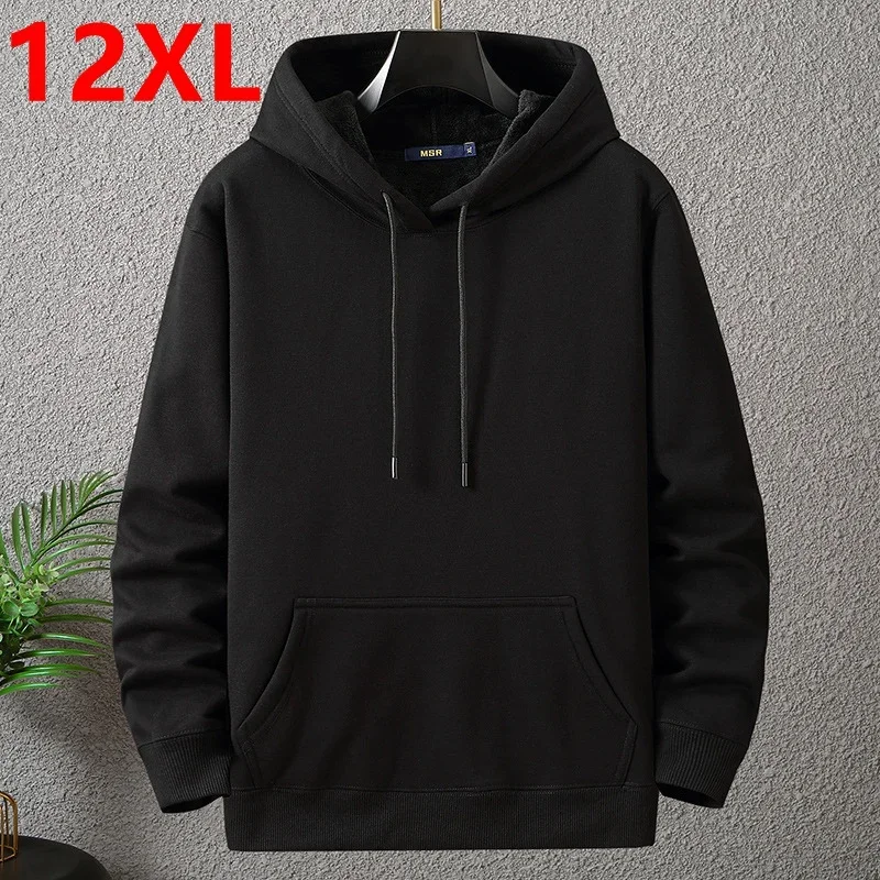 Winter big size pullover hooded sweater loose plus size men's 10XL 12XL comfortable hoodies student big size sweatshirts