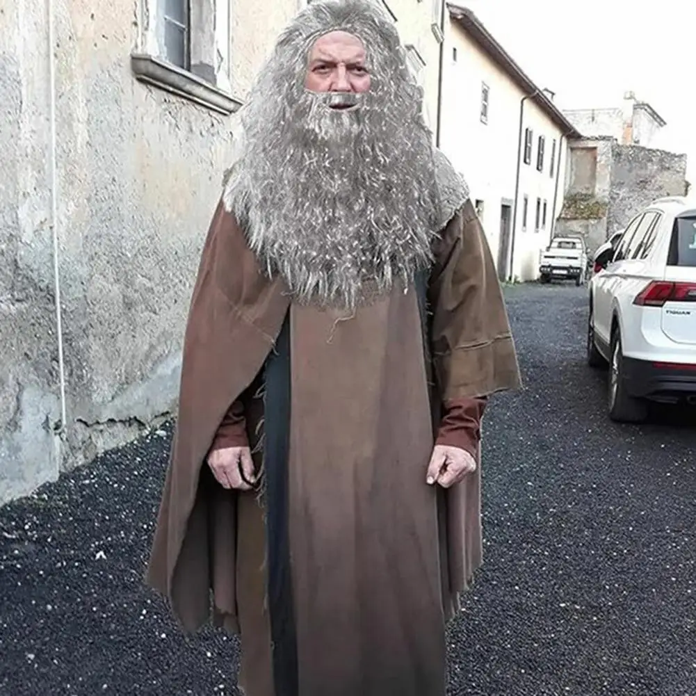 Peluca de Papá Noel, conjunto de barba, accesorios de disfraz de Papá Noel, conjunto para carnaval, fiesta de Navidad, peluca rizada, barba de Papá Noel, mascarada para anciano