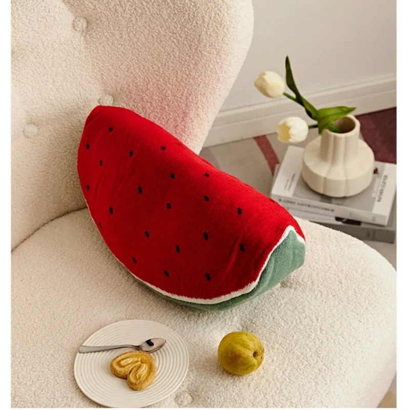1 unidad de 20x40cm, sandía, aguacate, fruta, uso de verano, cojín tejido para silla, bonito almohada de felpa, decoración para sofá, cojín, almohada de cintura para cama