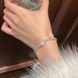 Sterling Silver Love Charm Chain Bracelets Women Luxury Cubic Zirconia Bling Bangle Wrist Wedding Party Браслеты На Руку Женские