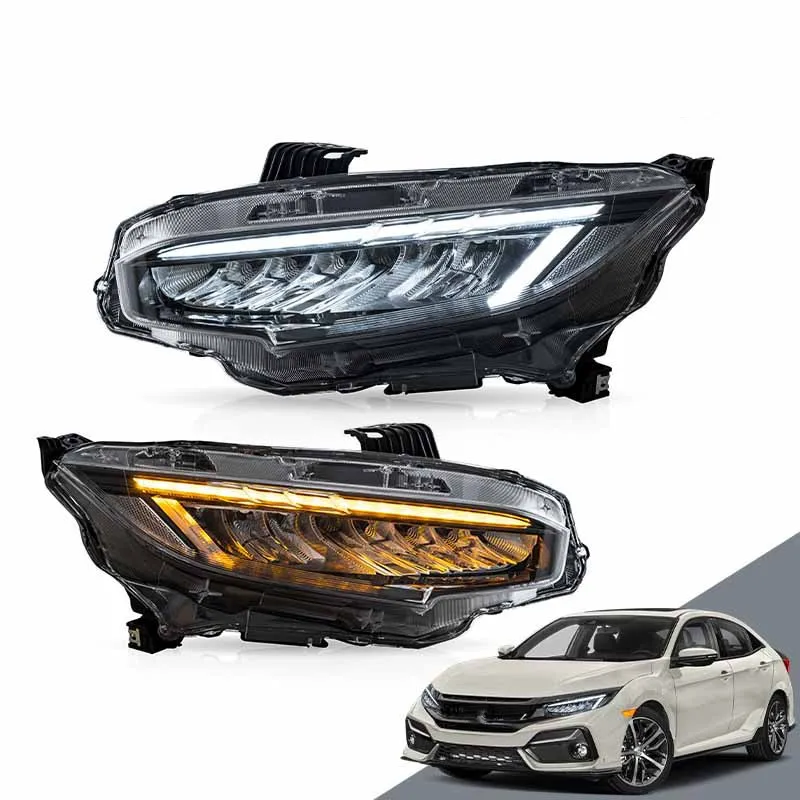

Led Head Light Front Lamp For Honda Civic 10th 2016-2021 Angel Eyes Lighting Signal Turn Fog Parking Headlight