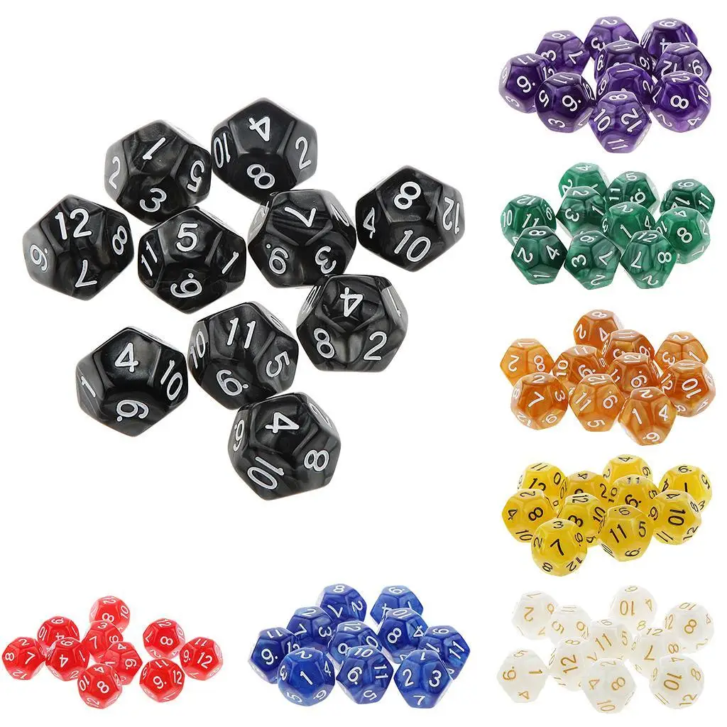 Acrylic Tabletop D12 Dice Purple 20mm Playing Dice RPG Game Board Accessories Multi Sided Set for TRPG