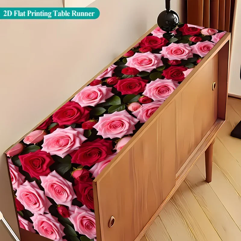 1 Piece of Rose Flower Cluster Table Runner with Vibrant Colors, Suitable for Farmhouse, Indoor, Kitchen, Celebrations, Table Decoration, Restaurant and Banquet Decoration Supplies