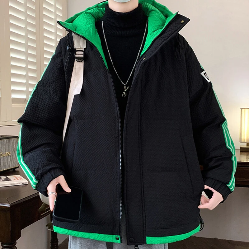 

High Quality Men's Hooded Cotton-Padded Jackets 2025 Winter Casual Solid Thicken Coats Outwear Windproof Warm Top Parka Clothing