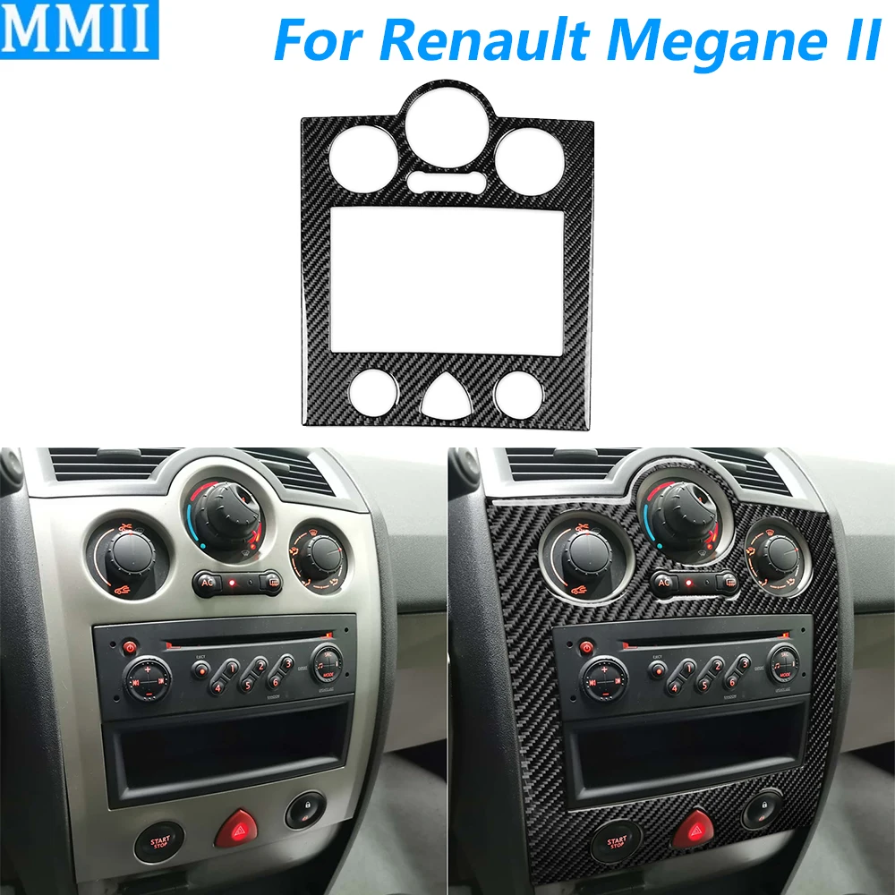 

Для Renault Megane II 2004-2008: накладка на центральную панель управления кондиционером, радио и CD из углеродного волокна, аксессуар для автомобиля, наклейка