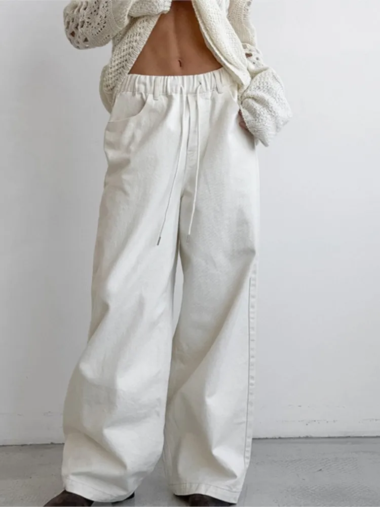 

Women's Pants Jeans New Casual Trousers Lace-up Simple Style All-match Solid Color Loose Fashion Temperament Comfortable Trendy