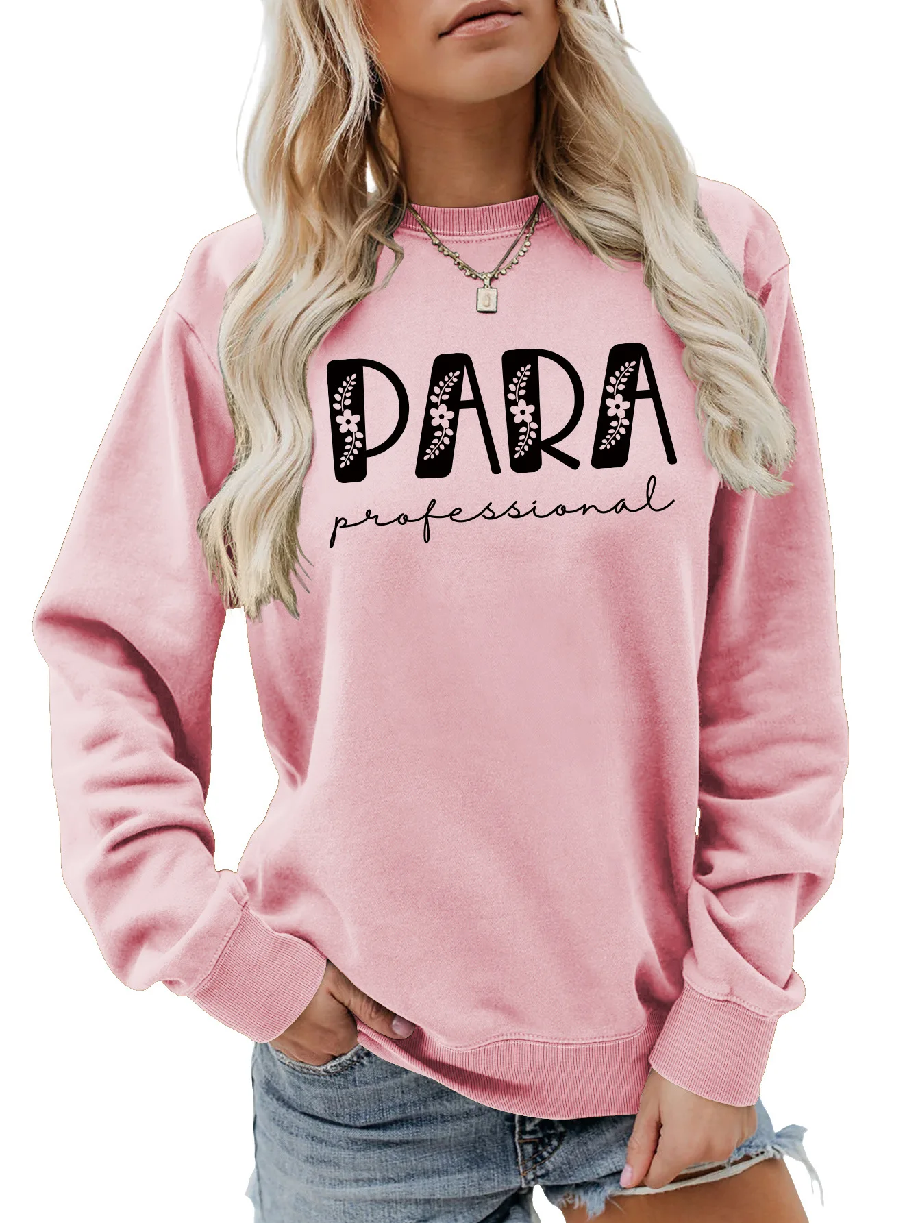 Autumn crew-neck women's T-shirt hoodie PARA professional printed casual fashion long-sleeved top loose all-in-one pullover