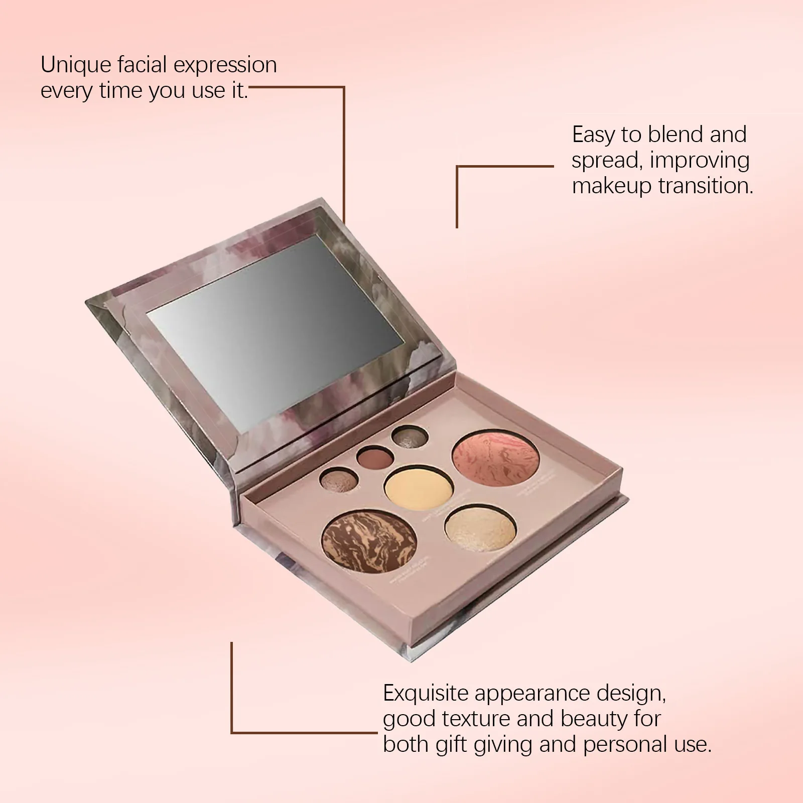 Placa de maquillaje multifunción portátil, sombra de ojos, polvo de reparación facial, colorete iluminador mate, resalta el cuidado, Cosméticos diarios
