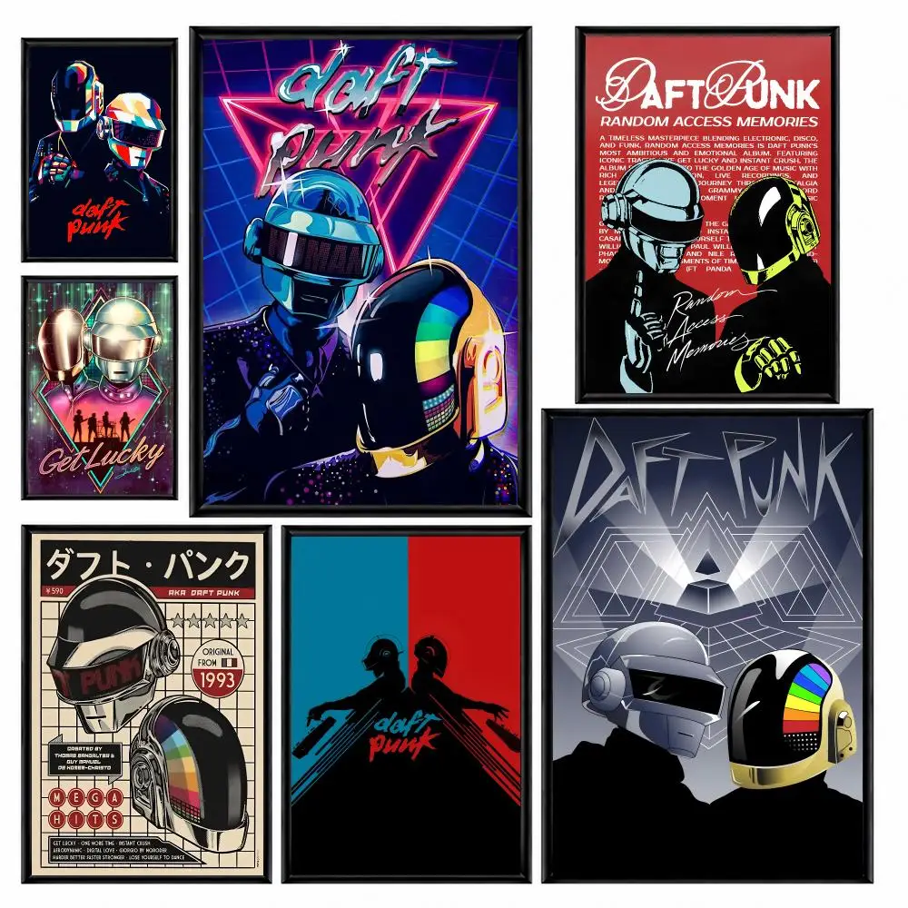 Band Daft Punk Poster Decorative Wall Art Stickers Mural For Home Living Room Hallway Decor Gift