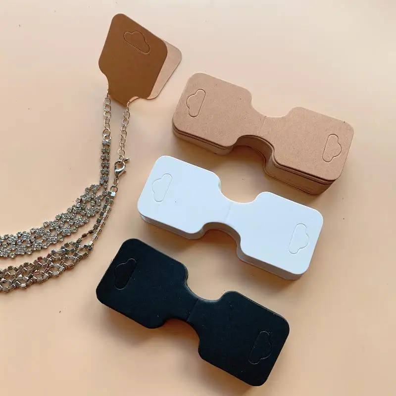 100pcs 5x12cm Foldable Kraft Paper Packing Cards For DIY Jewelry Display Holders Handmade Necklace Bracelet Retail Price Tags