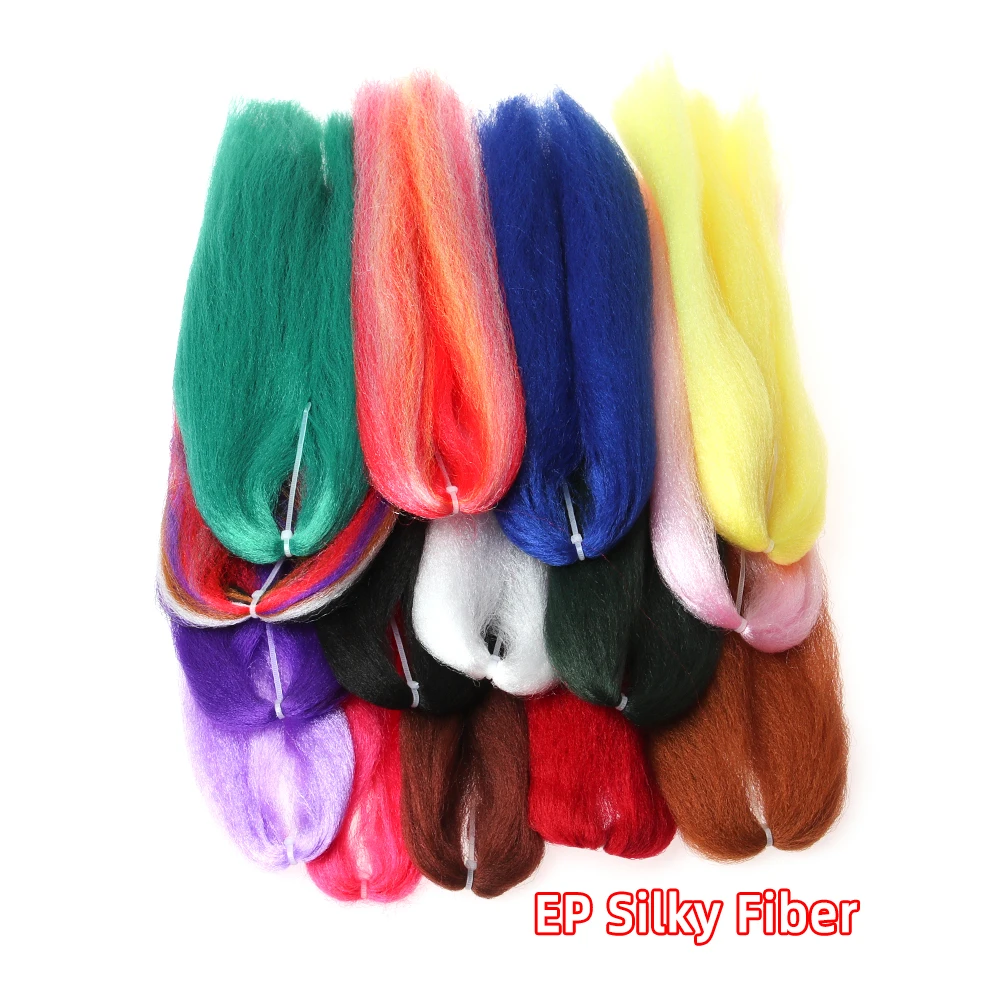 15 Colors Fly Tying Soft EP Silky Fiber Long Hair Synthetic Material for Minnow Baitfish Streamer Fishing Lure Bait