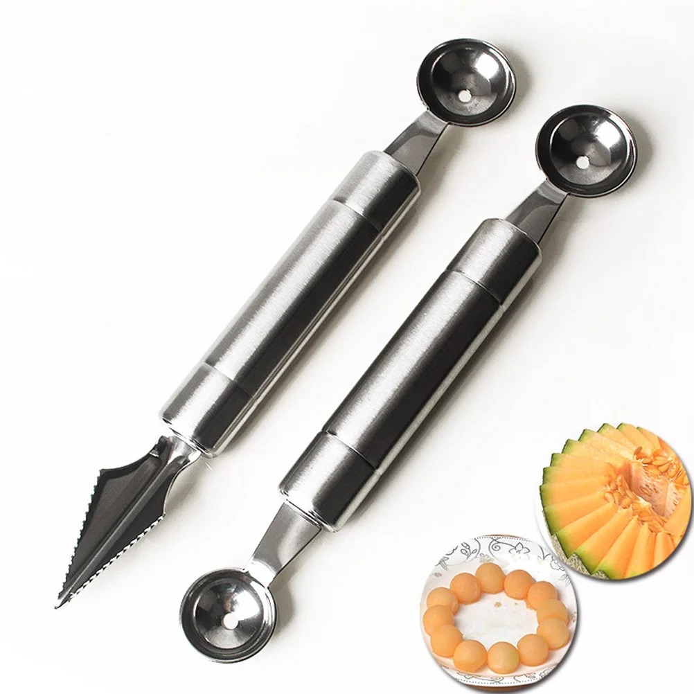 Mini cuchara de bola de fruta de acero inoxidable, cuchara para tallar melón, herramienta de plato de cocina, cuchara para helado, 2 uds.