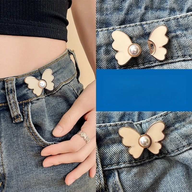 

1 шт. пуговица-бабочка для джинсов, многоразовая, без пришивания, для декора брюк и одежды