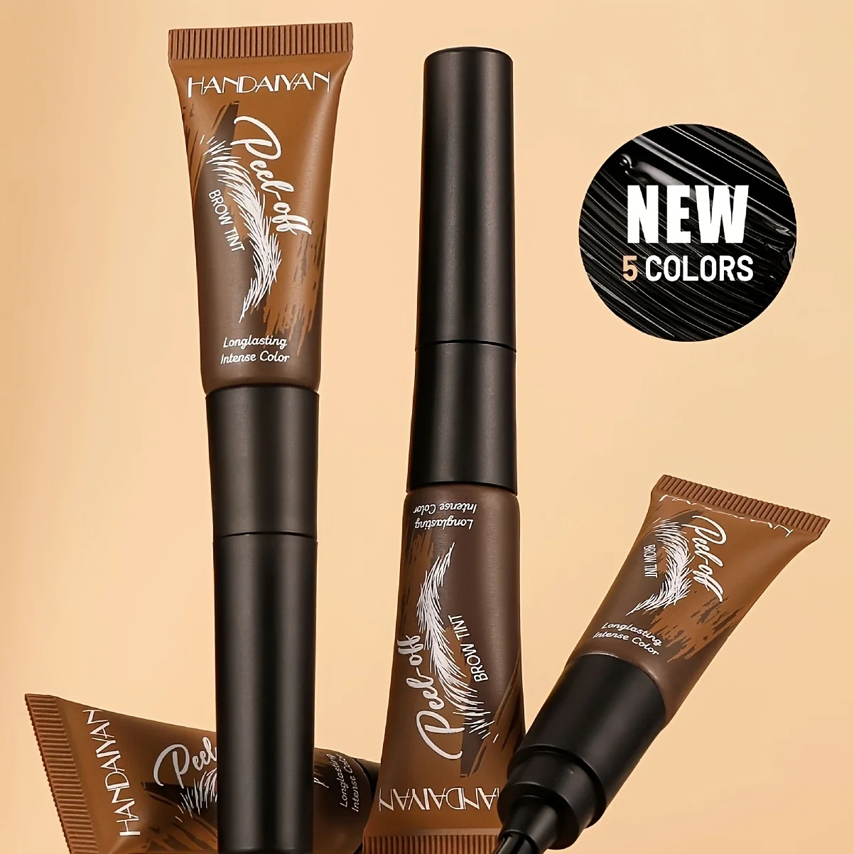 5-pack waterdichte, langdurige wenkbrauwgel, afscheurbare wenkbrauwverf, natuurlijke kleuring, niet gemakkelijk te verwijderen, langdurig