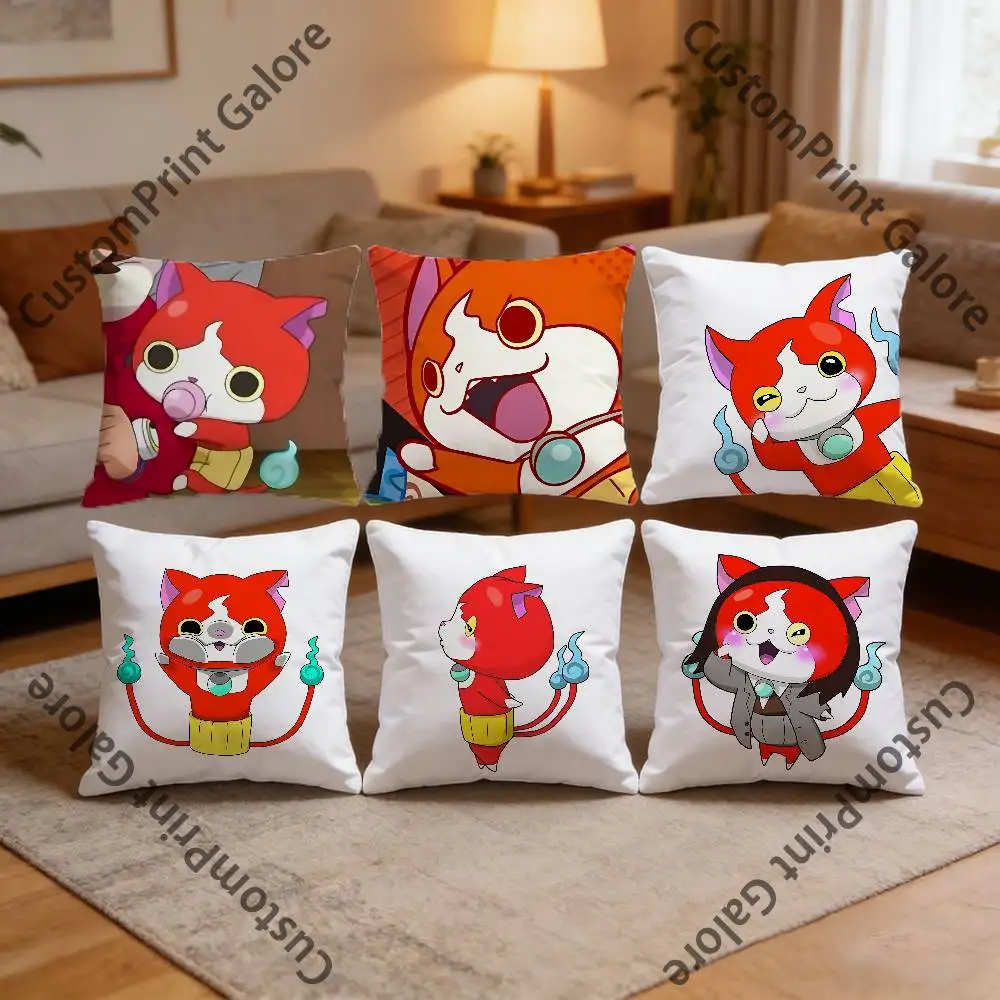 

J-JibanyanS Polyester Printed Pillow Cover Square 30 35 40 45 50 55 cm Soft for Sofa Bed Car Home Decor