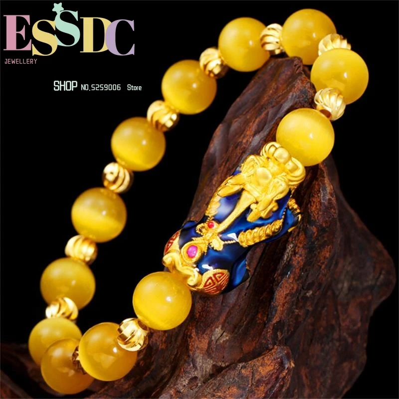 Transfer Luck Beads Singular Sand Gold Temperature Discoloration Pixiu Charm Gift Fo Her New Design Natural Onyx Energy Bracelet