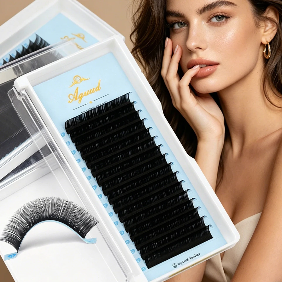

Aguud Cashmere Individual Eyelash Extension Classic Lashes Extensions Korea PBT Trays Matte Black Soft Mink False Eyelashes