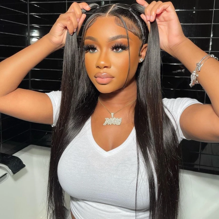 13x6 Human Hair Straight Lace Front Wigs For Women Brazilian Hair Glueless Pre Plucked Bone Straight 13x4 Hd Lace Frontal Wig