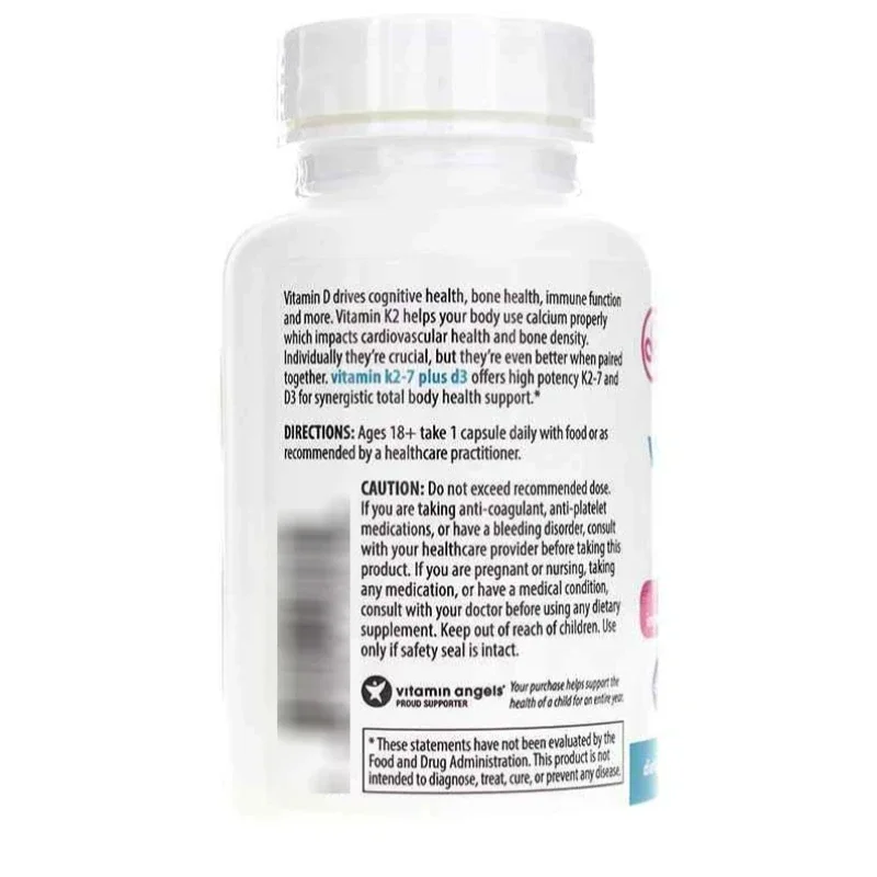 فيتامين K2-7 بلس D3- مكمل مناعي وقلبي وعظام يعزز القدرة الحيوية مع 60 كبسولة