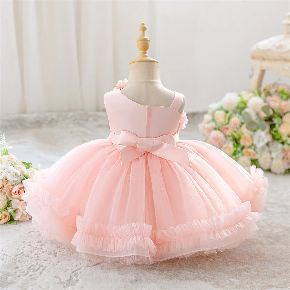 Kleinkind Blumen-Netz Ballkleid Party Baby Mädchen Kleid Elegantes Tauf- Geburtstags- Hochzeits-Prinzessinnenkleid Brautjungfern-Ballkleid Kostüm – Detail 3