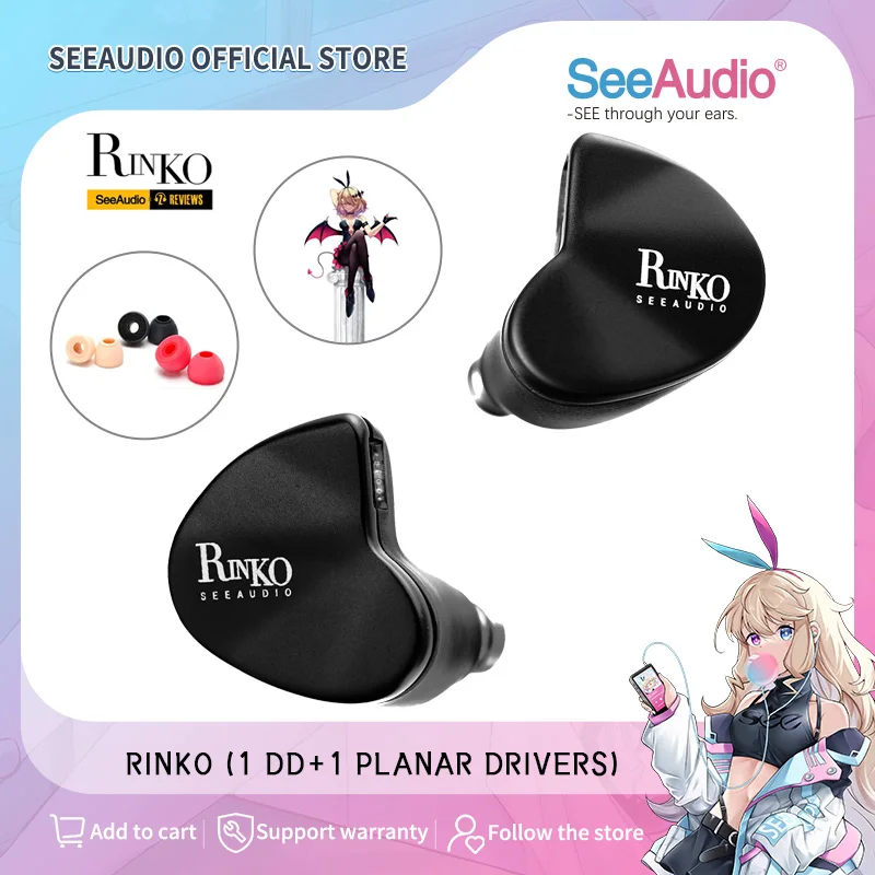 

Z Reviews ＆ SeeAudio Rinko Black IEM 1 Dynamic Driver+1 Planar Drivers In-ear Monitors Earphones Hybrid Drivers HiFi Headphone