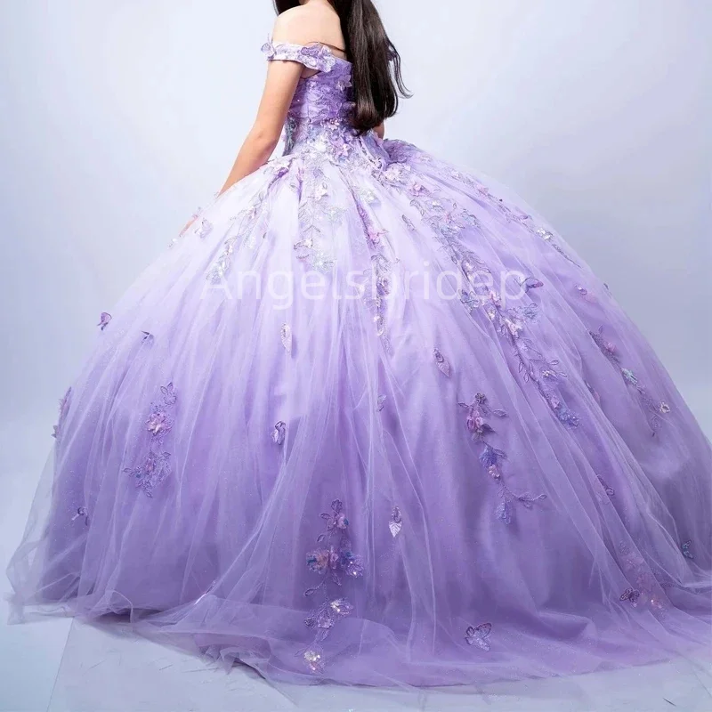 Angelsbridep-vestido de baile de lavanda para Quinceañera, Vestidos de Noche de cumpleaños para niñas de 15 Años, novedad de 2025