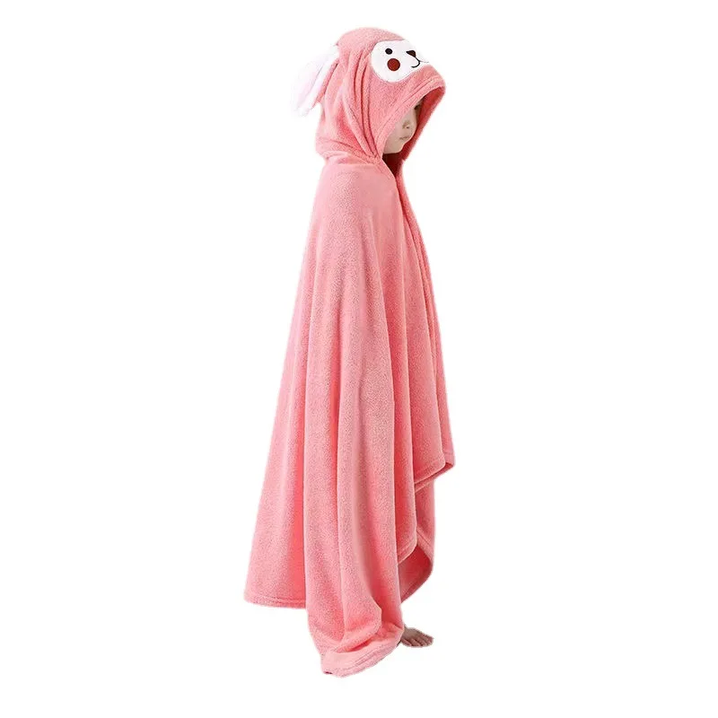 Children\'s Bath Towel, Cape, Coral Fleece, Baby Hooded Cape, Bathrobe, Beach Cartoon Can Be Worn Wrapped and Absorbent