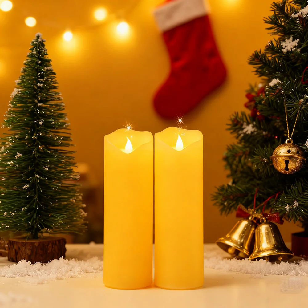 2pcs LED Candle Light, Flameless Candles Light Uneven Edge Paraffin Wax Candle Light Battery Operated LED Candle Night Light